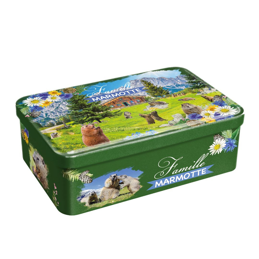 Achat Boite sucre famille marmotte collection montagnes été sablés au beurre des Alpes en ligne 1 