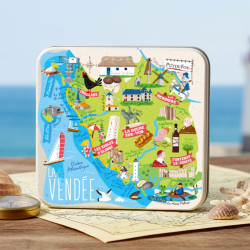 Boîte carrée carte de Vendée galettes vendéennes