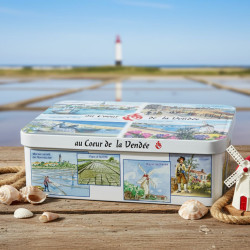 Boîte sucre multivues Vendée plage aquarelle galettes vendéennes