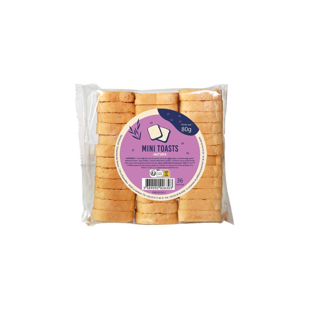 Achat Sachet 36 mini toasts grillés au froment 80g en ligne 1 