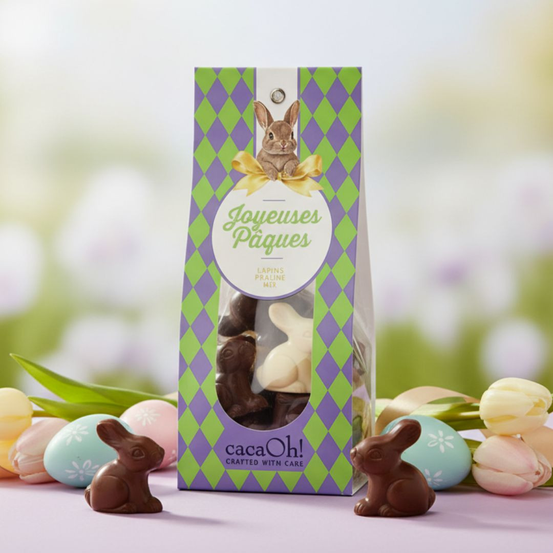 Achat Sachet mini lapins chocolat praliné noir lait et blanc en ligne 3 