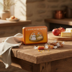 Boite demi-sucrette Normandie sous cloche caramels au beurre salé