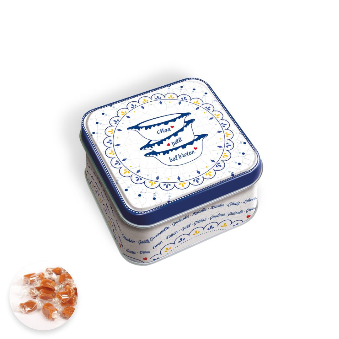 Achat Boîte mini carrée bols bretons caramels au beurre salé et à la fleur de sel de Bretagne en ligne 1 