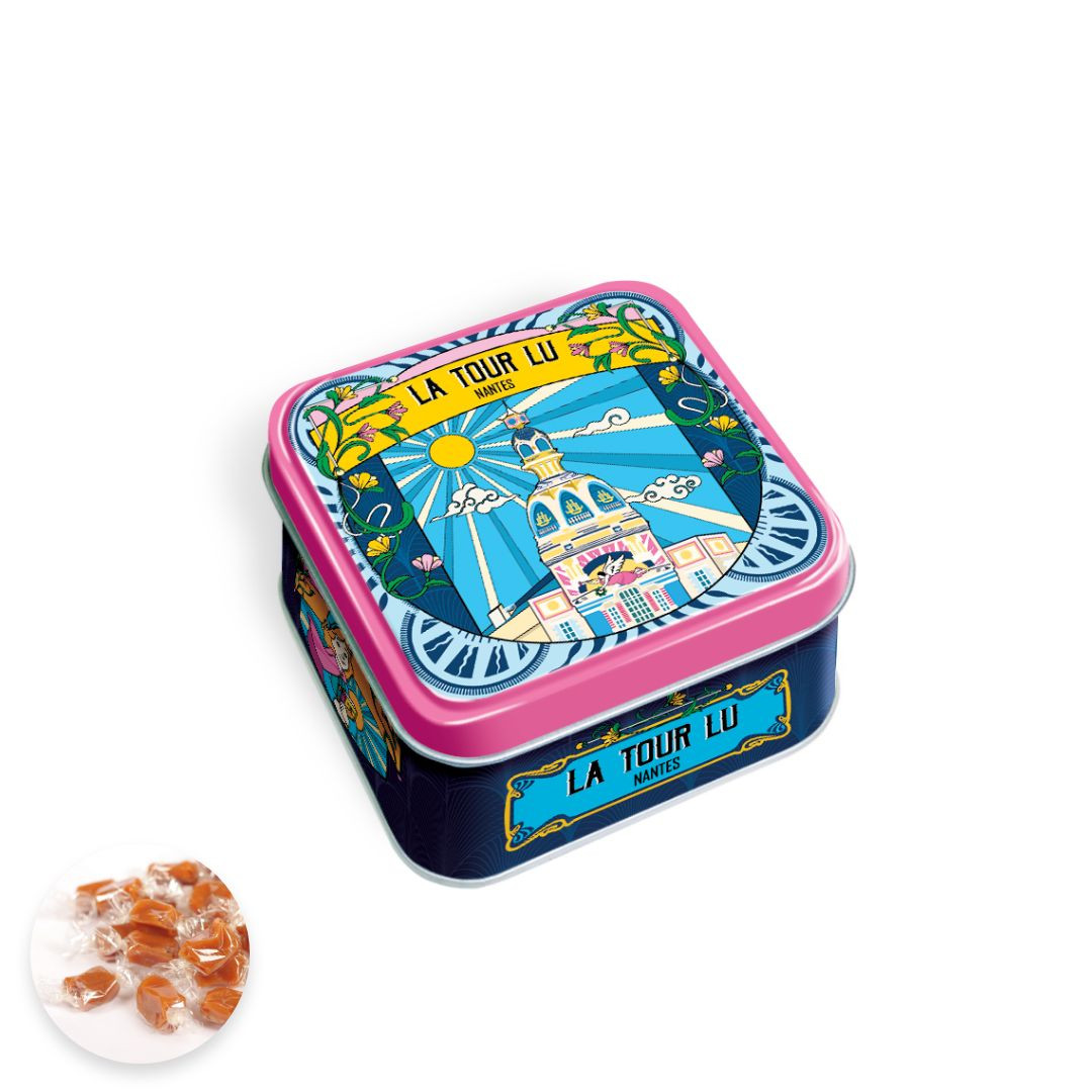 Achat Boite mini carrée Nantes art nouveau Tour Lu caramel au beurre salé et à la fleur de sel de Guérande en ligne 1 