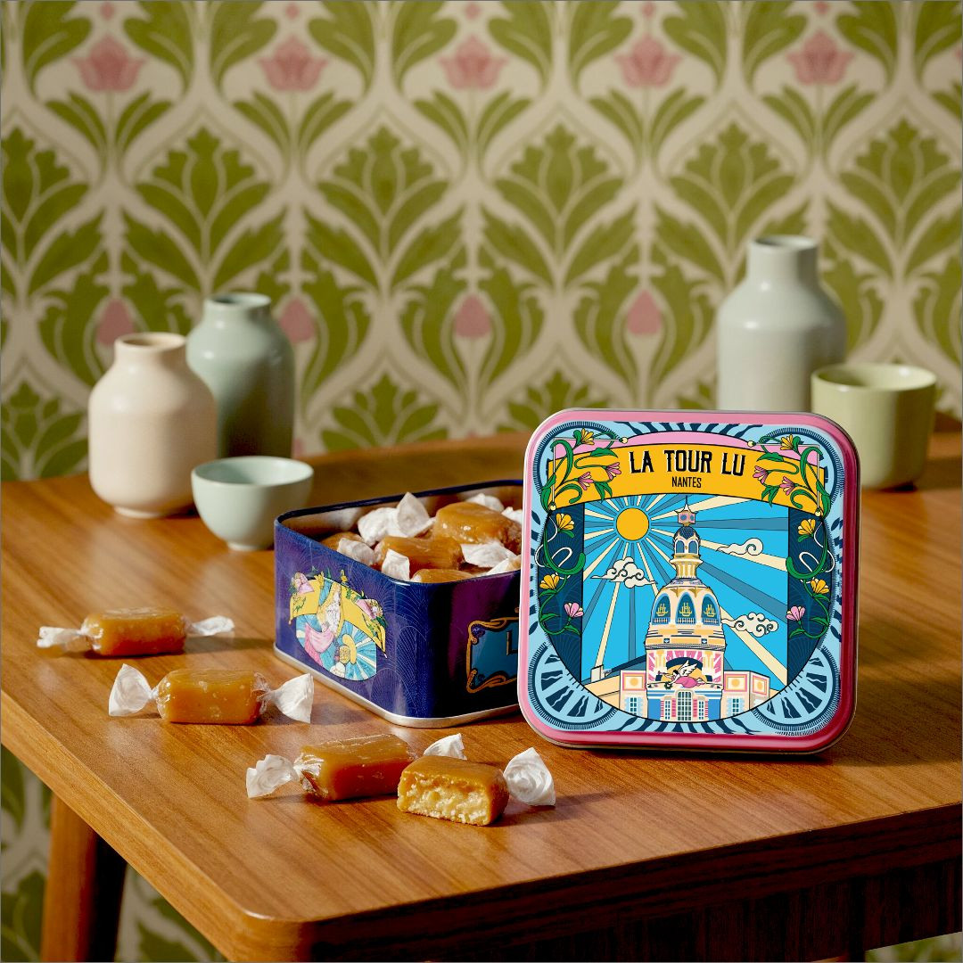 Achat Boite mini carrée Nantes art nouveau Tour Lu caramel au beurre salé et à la fleur de sel de Guérande en ligne 3 