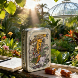 Boite pastille Grue Titan Jaune Geoffrey Berniolle caramel au beurre salé et à la fleur de sel de Guérande55g