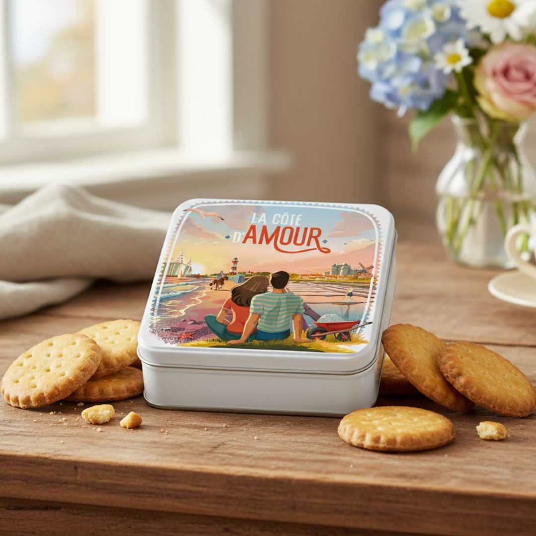 Achat Boite carrée Côte d'Amour galettes pur beurre à la fleur de sel de Bretagne en ligne 3 