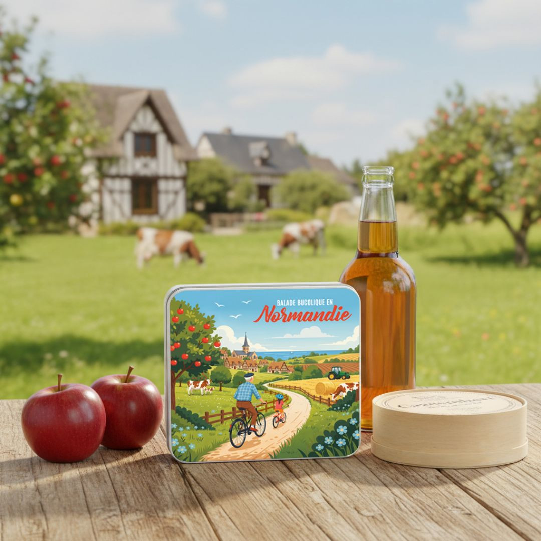 Achat Boîte carrée impression polaroid Normandie et sa carte postale sablés normands en ligne 3 