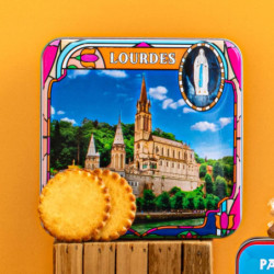 Boîte carrée Lourdes grotte galettes nature pur beurre