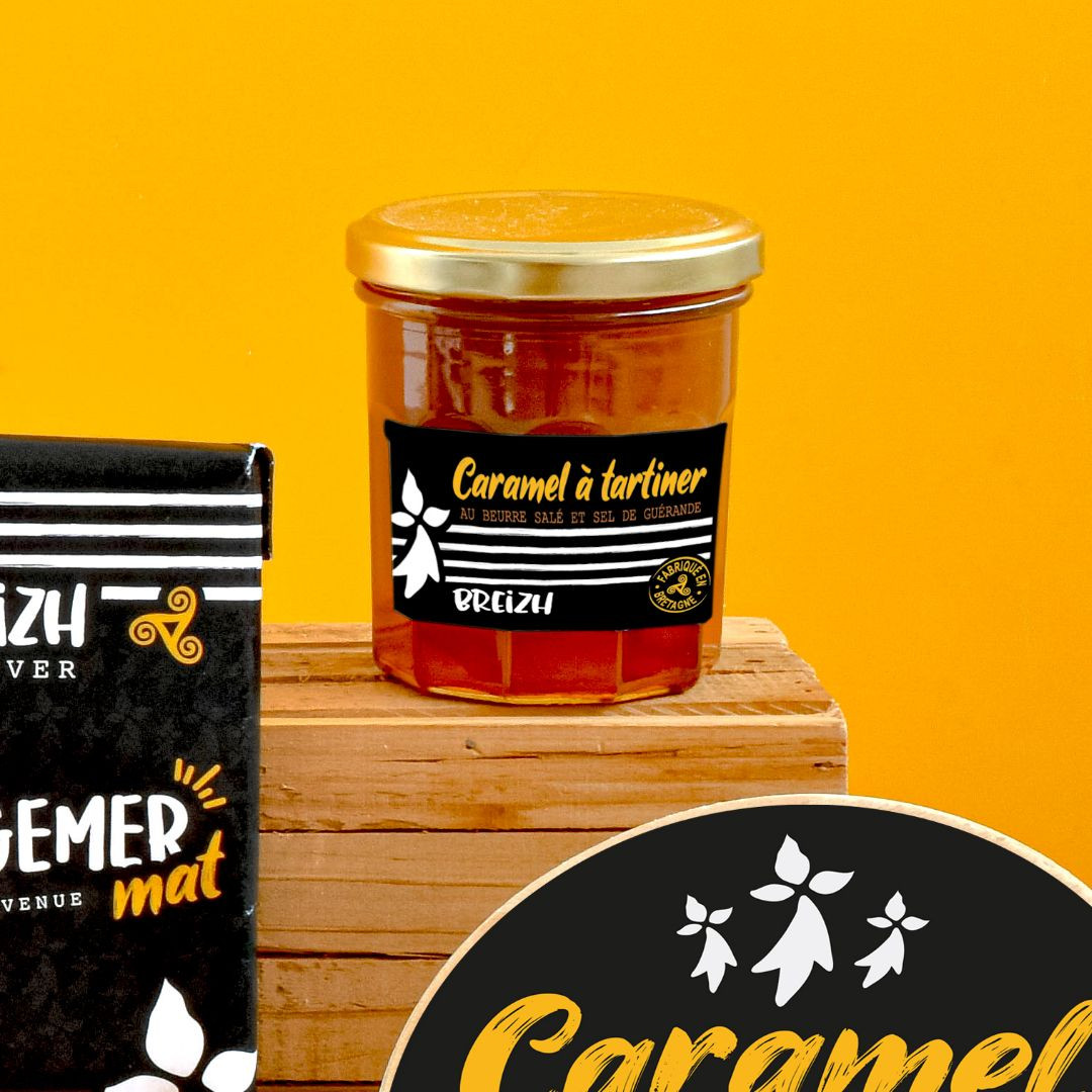 Achat Pot en verre drapeau breton caramel à la fleur de sel de Bretagne à tartiner en ligne 2 