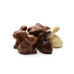 Sachet mini lapins chocolat praliné noir lait et blanc