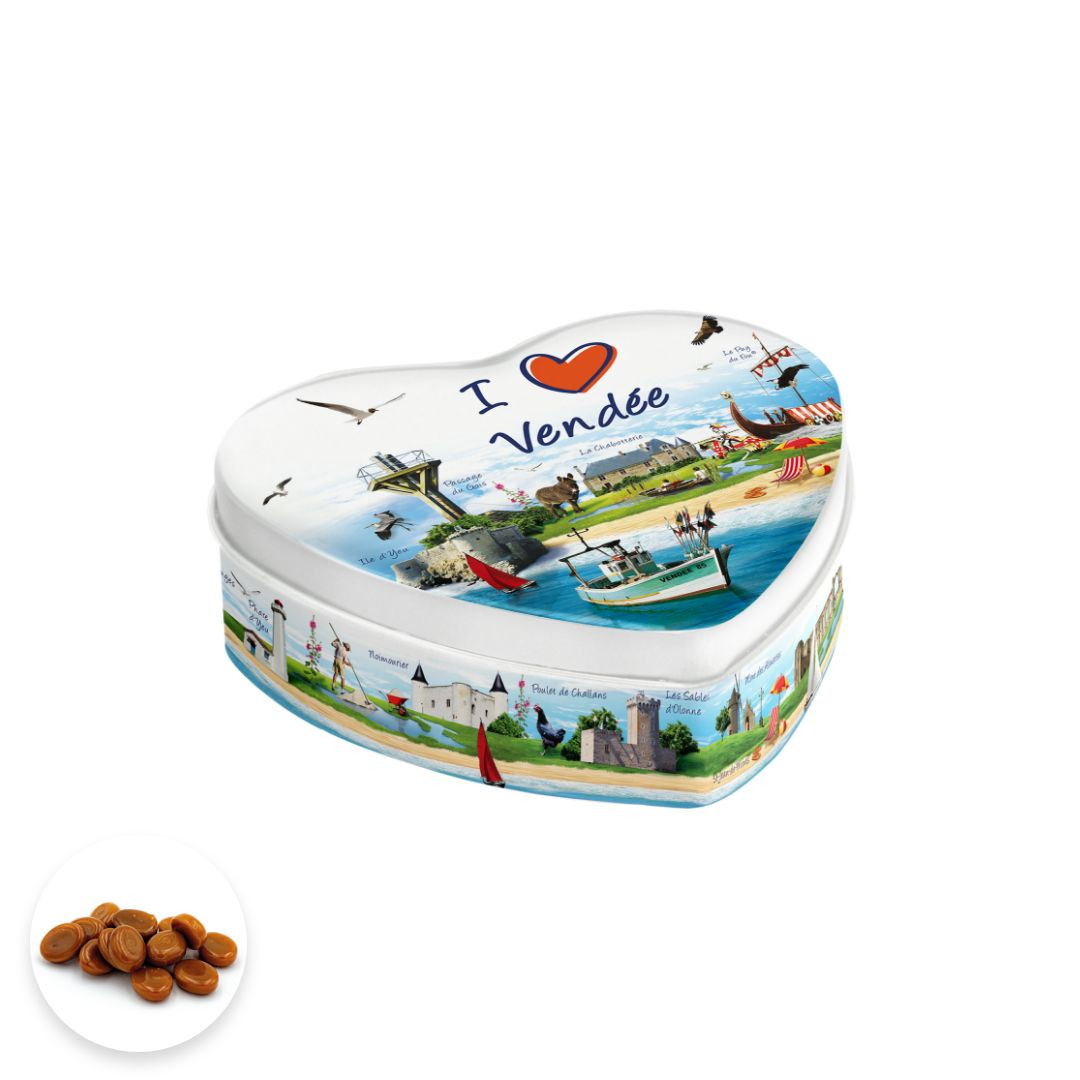 Achat Boîte cœur I love Vendée caramels au beurre salé et à la fleur de sel de Vendée en ligne 1 