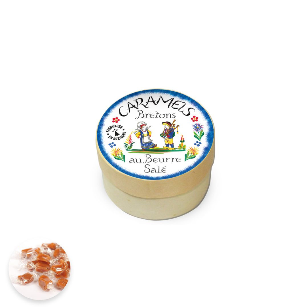 Achat Petite boîte en bois faïence caramels au beurre salé et à la fleur de sel de Bretagne en ligne 1 
