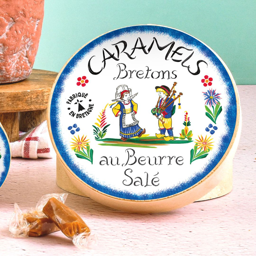 Achat Grande boîte en bois faïence caramels au beurre salé et à la fleur de sel de Bretagne en ligne 1 