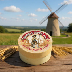 Boîte ronde en bois Vendée chouan caramels au beurre salé et à la fleur de sel de Vendée