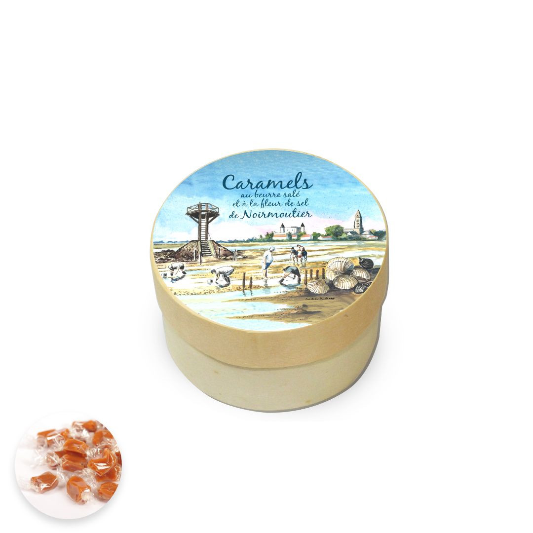 Achat Boîte ronde en bois passage du gois caramels au beurre salé et à la fleur de sel de Noirmoutier en ligne 1 