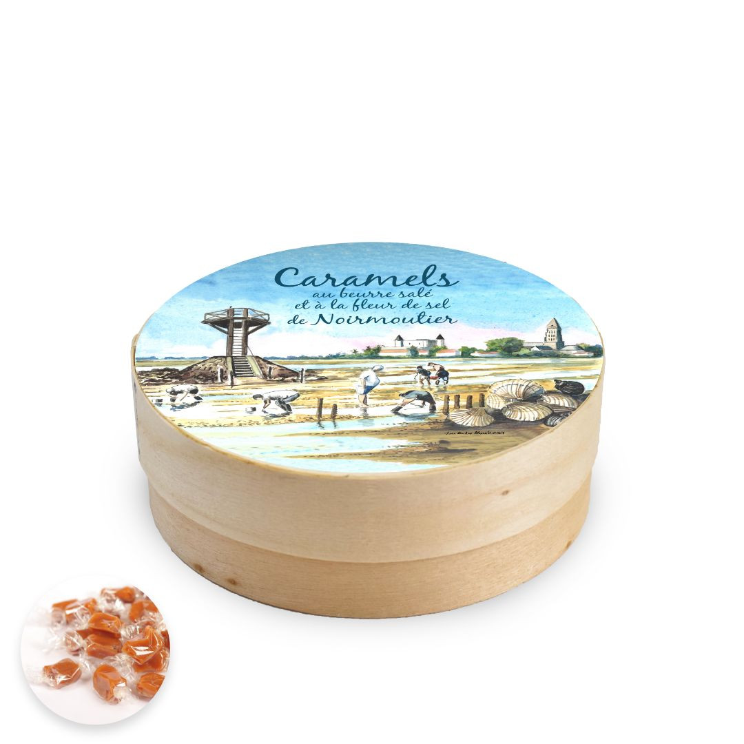 Achat Boîte ronde en bois passage du gois caramels au beurre salé et à la fleur de sel de Noirmoutier en ligne 1 