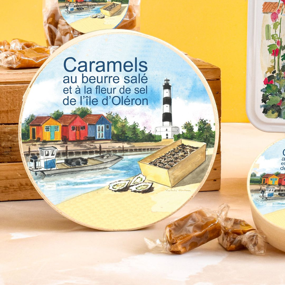Achat Boîte ronde en bois ostréiculture caramels au beurre salé et à la fleur de sel de l'île d'Oléron en ligne 3 