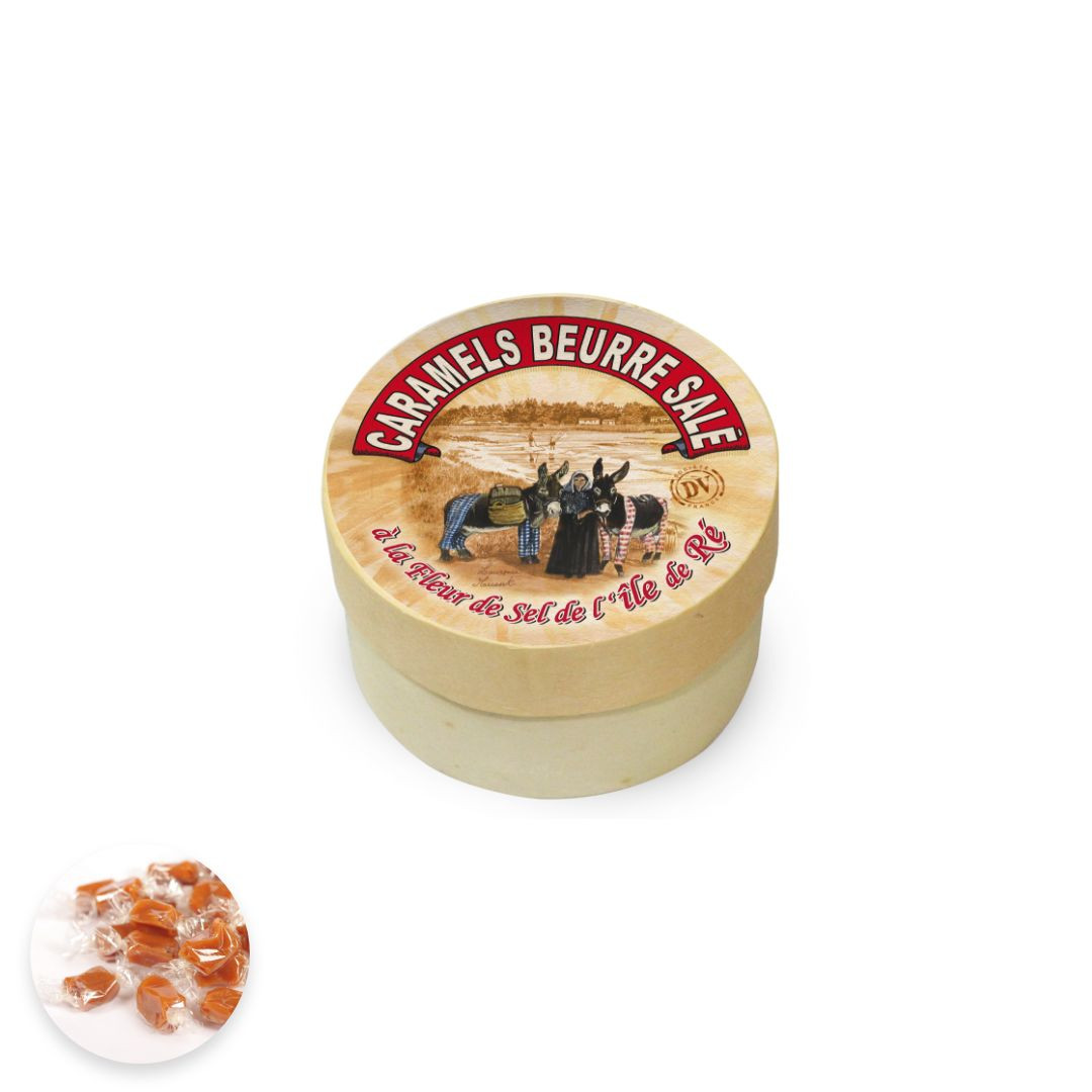 Achat Boîte ronde en bois ânes caramels au beurre salé et à la fleur de sel de l'île de Ré en ligne 1 