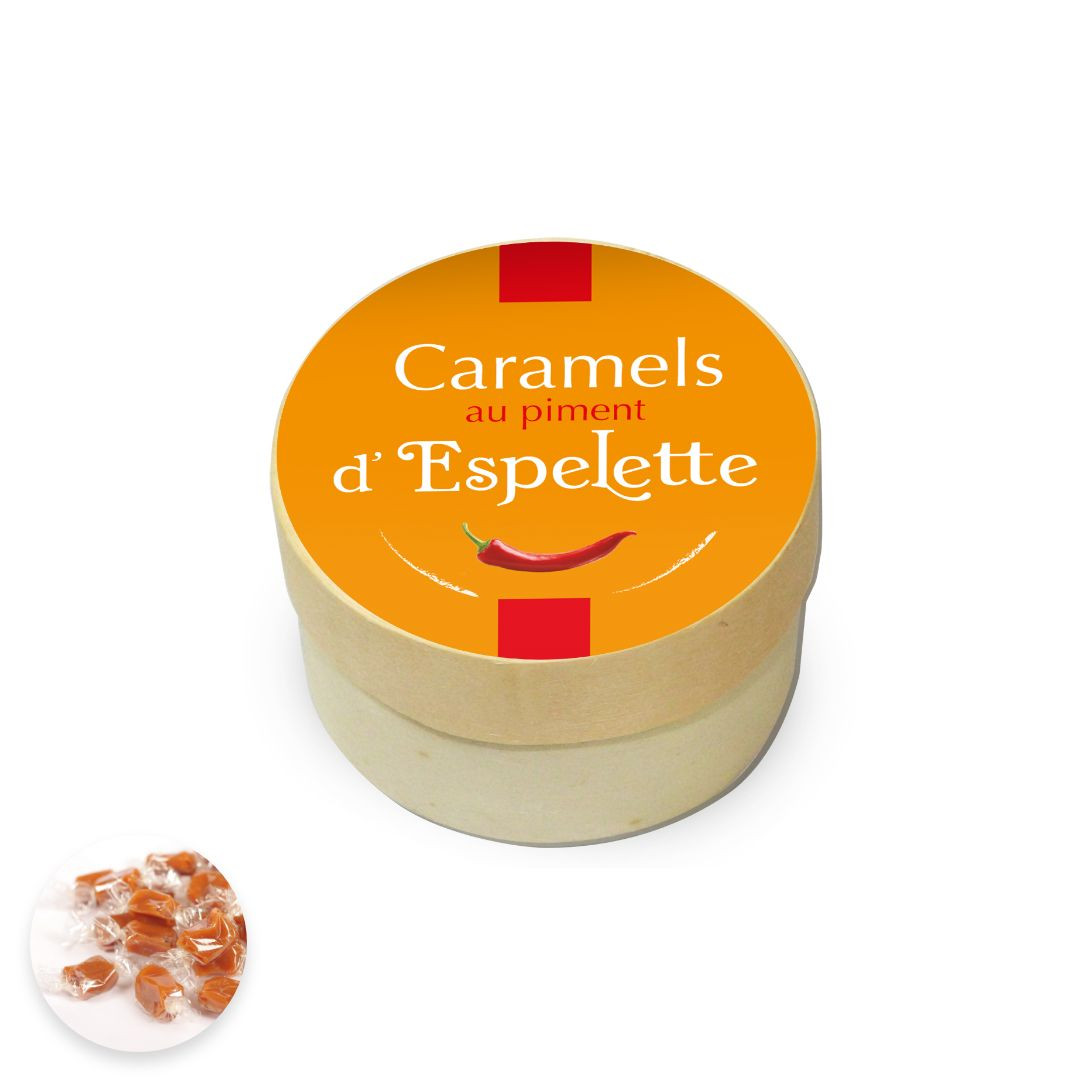 Achat Boîte ronde en bois caramels au piment d'Espelette en ligne 1 