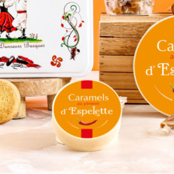 Boîte ronde en bois caramels au piment d'Espelette
