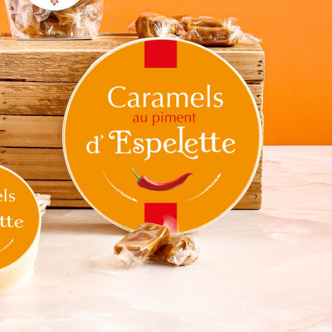 Achat Boîte ronde en bois caramels au piment d'espelette en ligne 1 