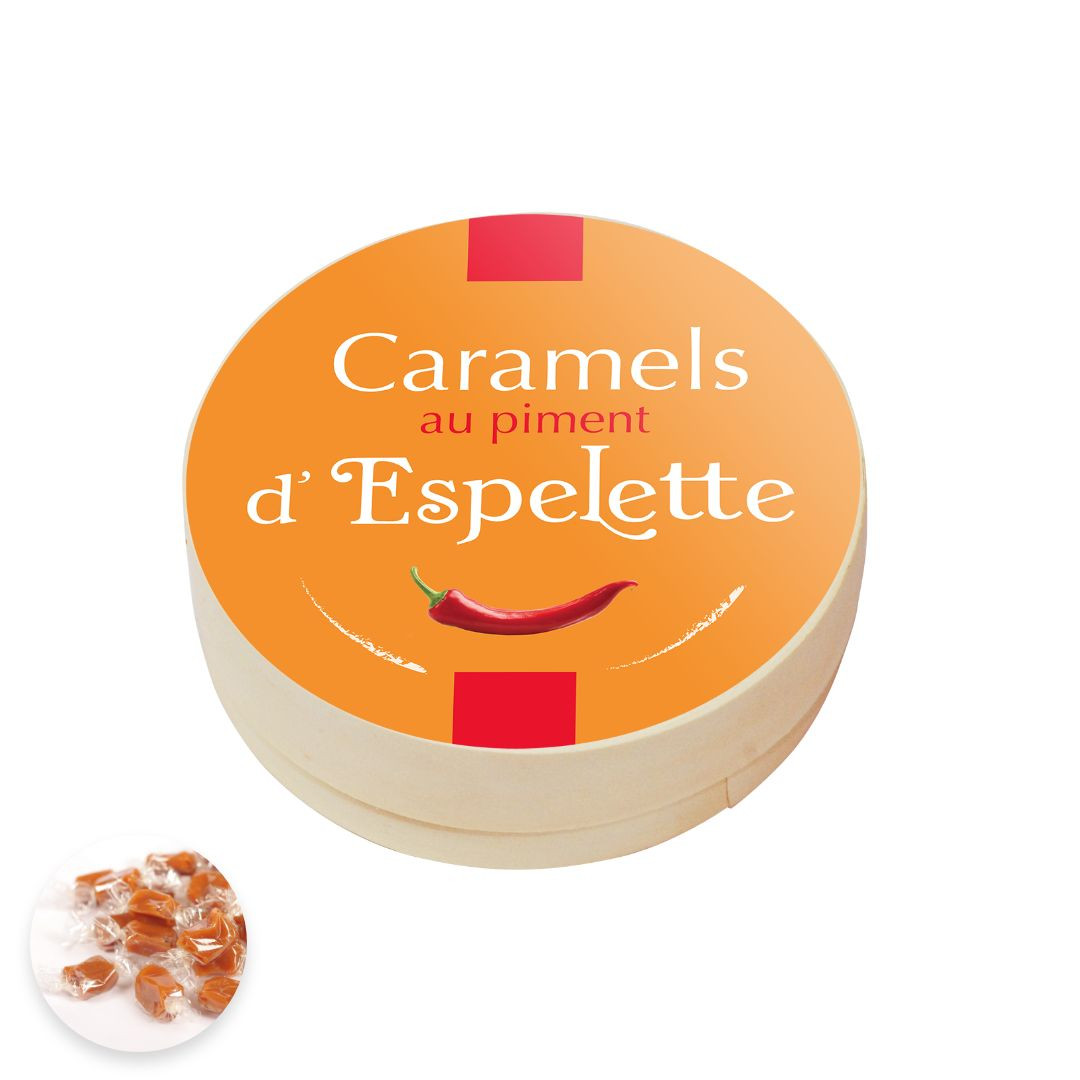 Achat Boîte ronde en bois caramels au piment d'espelette en ligne 3 
