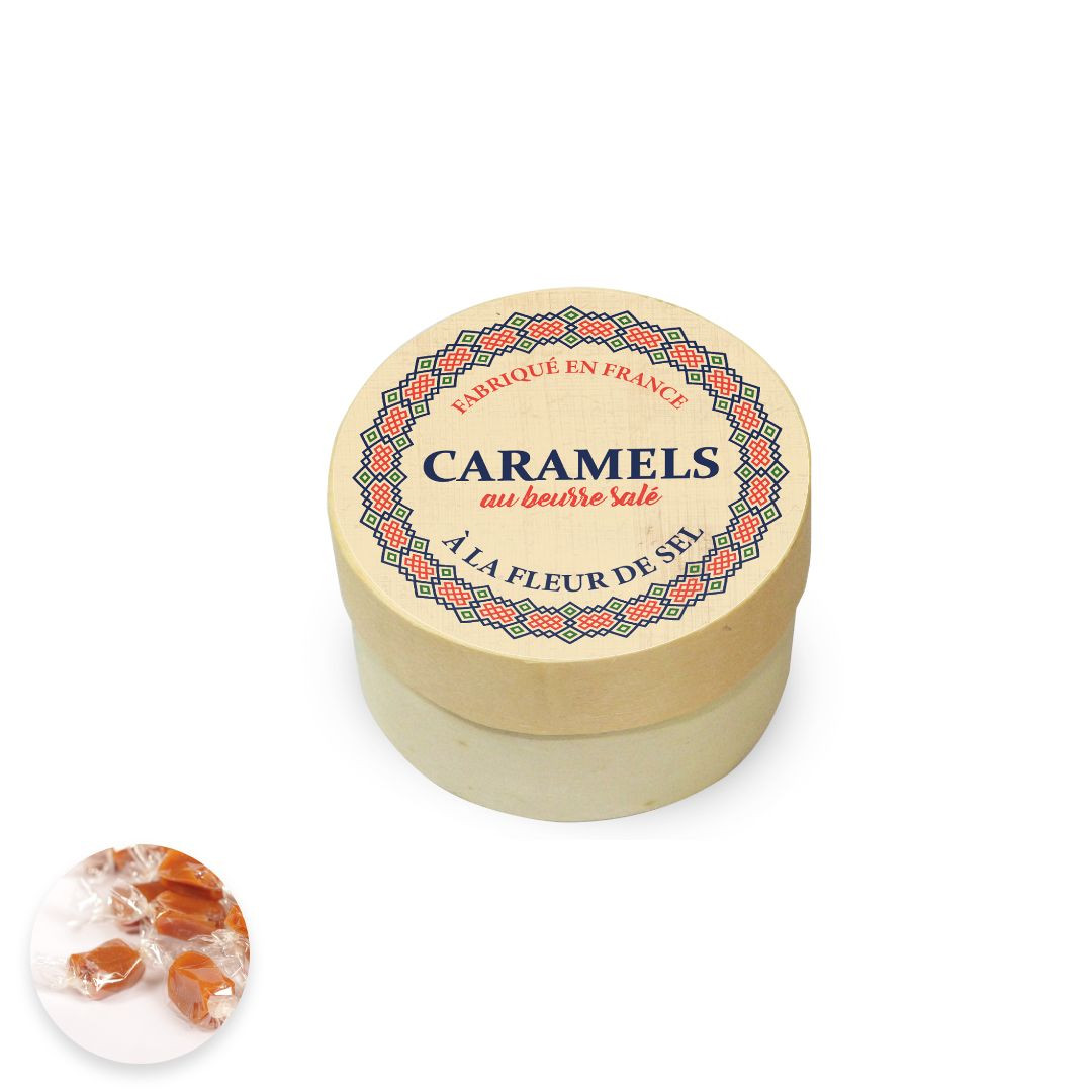 Achat Boîte bois ronde de caramels  au beurre salé et à la fleur de sel Hospices de Beaune en ligne 1 
