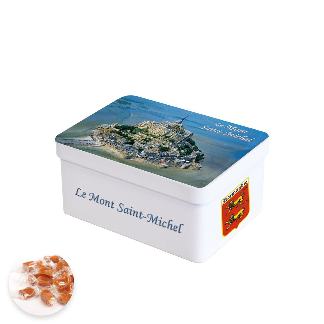 Achat Boîte sucrette Mont-Saint-Michel photo aérienne caramels au beurre salé fabriqué en Normandie en ligne 1 