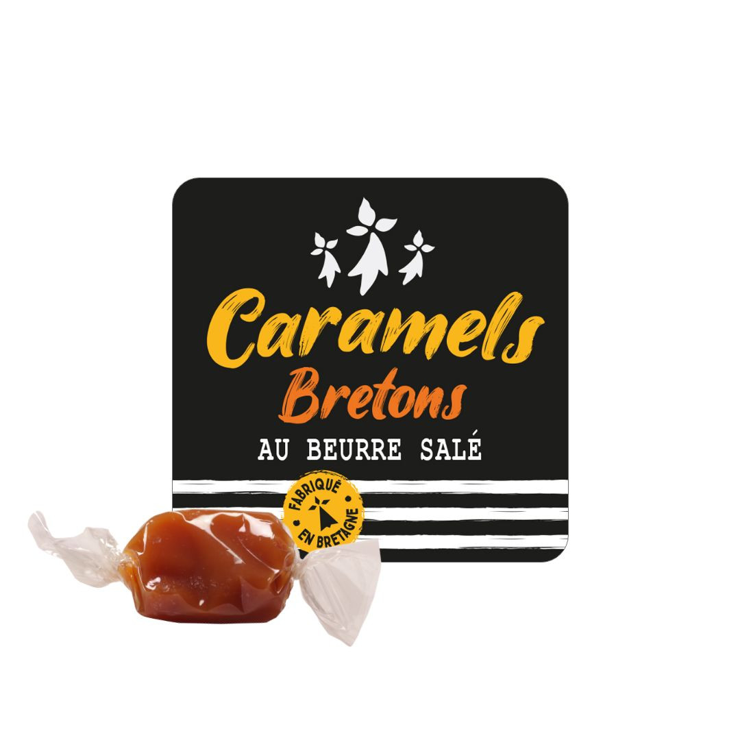 Achat Vrac Caramels au beurre salé et à la fleur de sel de Guérande + étiquette carrée drapeau breton en ligne 1 