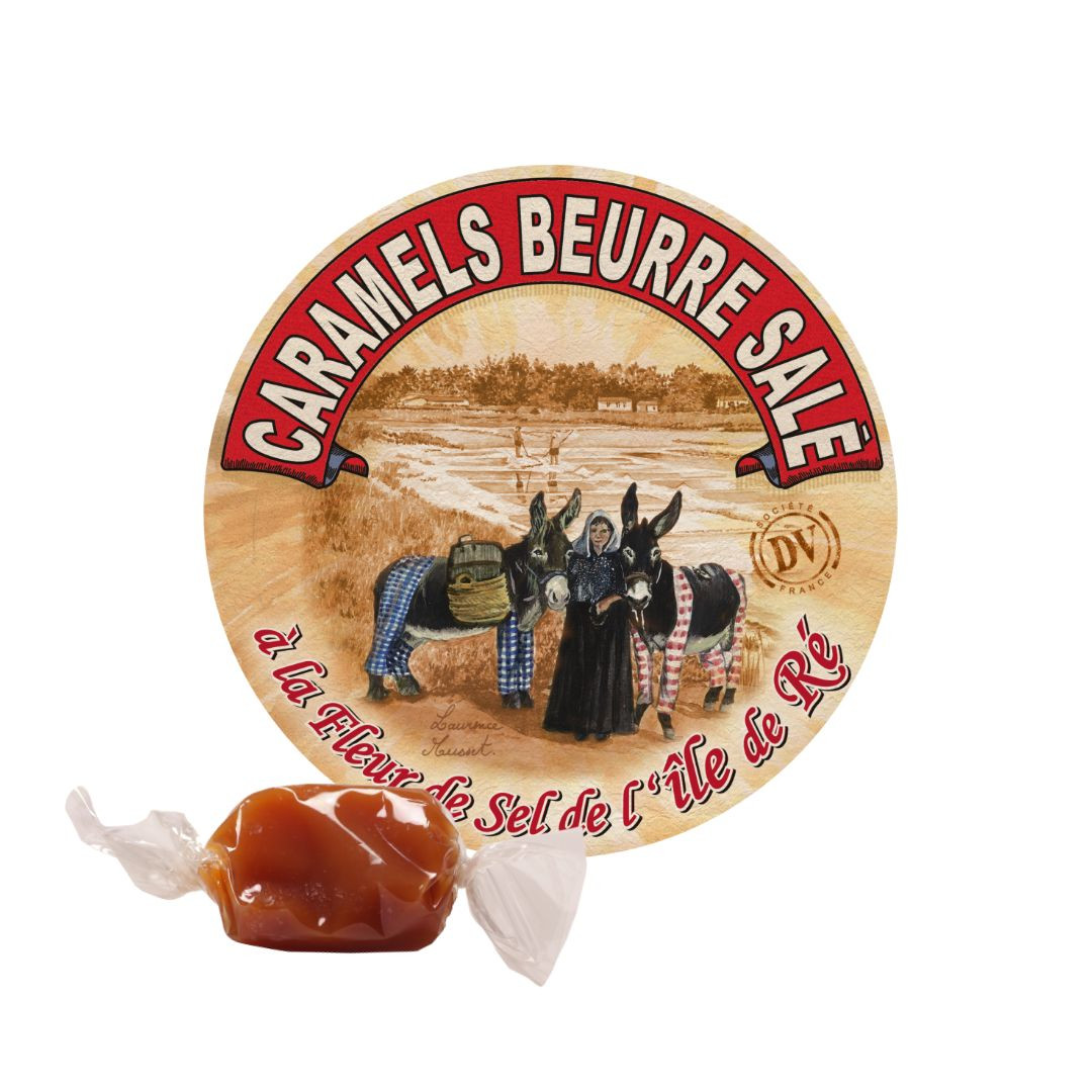 Achat Vrac Caramels au beurre salé et à la fleur de sel de l'Île de Ré + étiquette âne en culotte en ligne 1 
