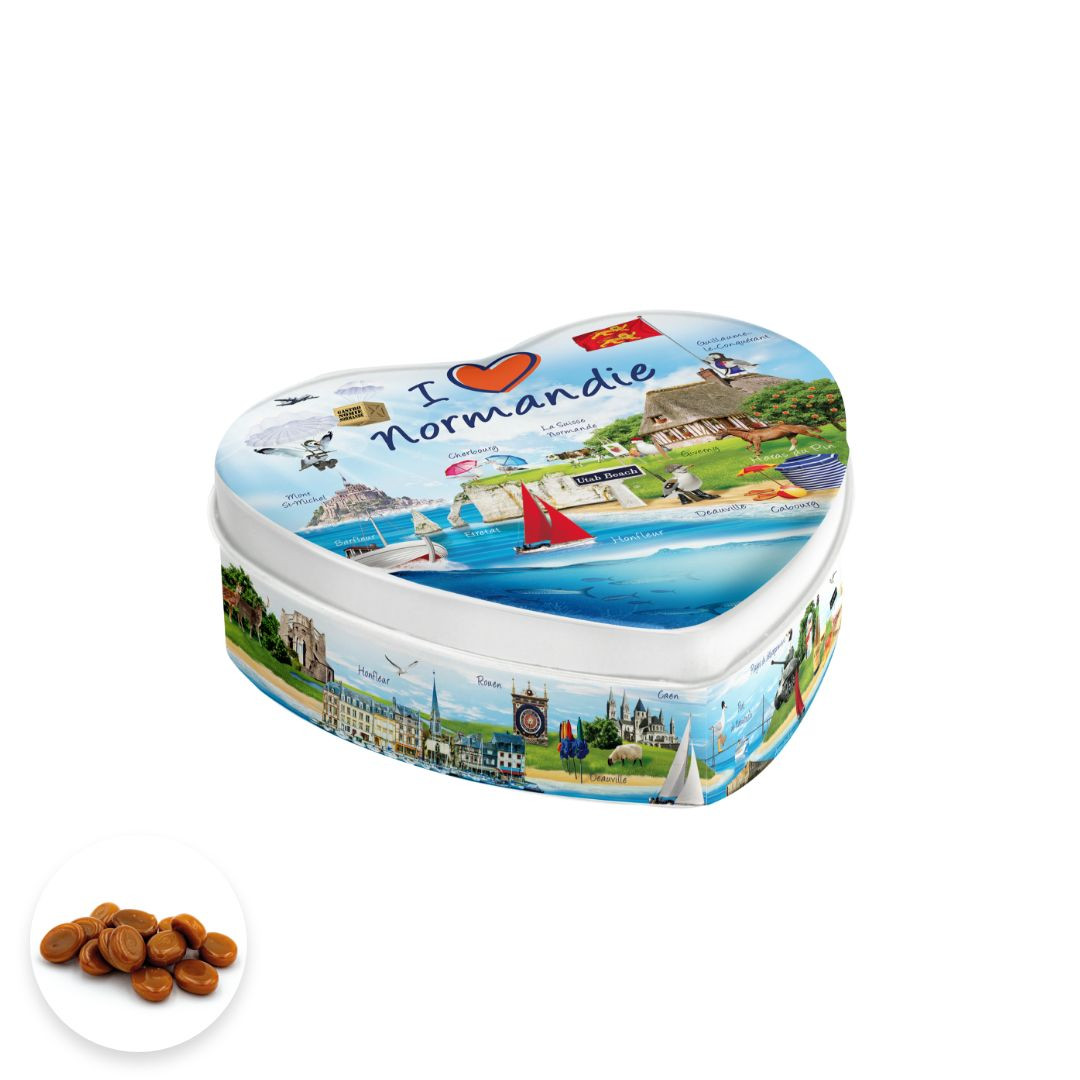 Achat Boîte cœur bonbons caramel à la crème fabriqués en Normandie en ligne 1 