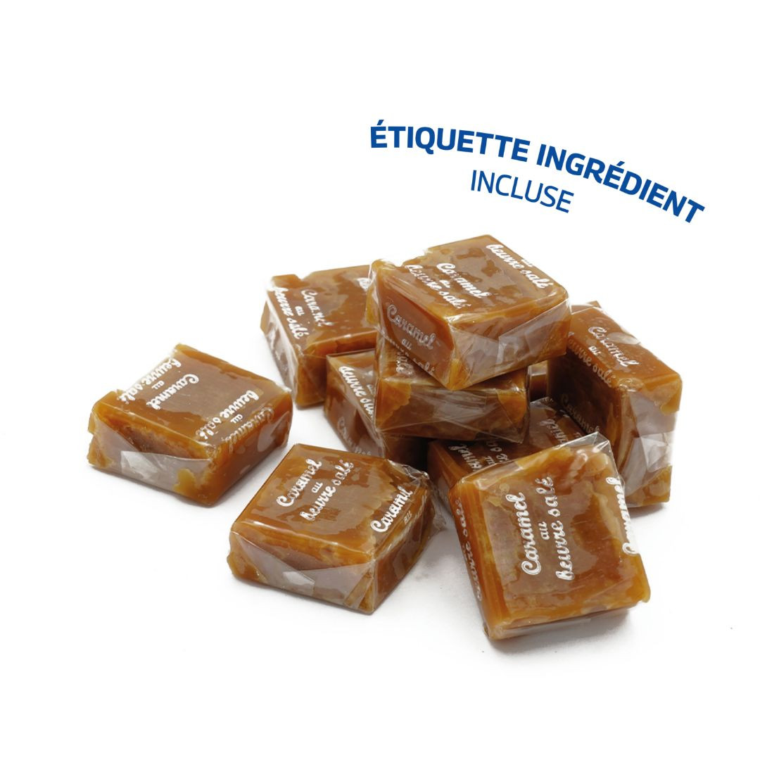 Achat Vrac Caramels pâtissiers à la fleur de sel de Vendée + étiquette ingrédient en ligne 1 