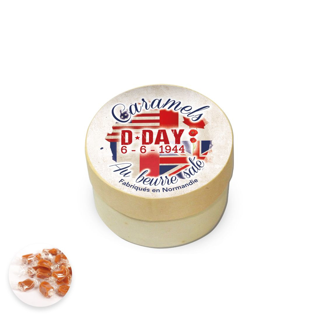 Achat Boîte ronde en bois D-DAY caramels au beurre salé fabriqués en Normandie en ligne 1 