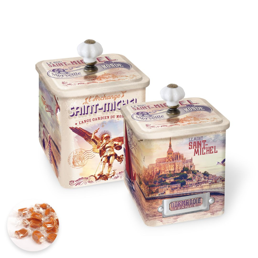 Achat Boîte demi collector Mont-Saint-Michel vintage caramels au beurre salé fabriqués en Normandie en ligne 1 
