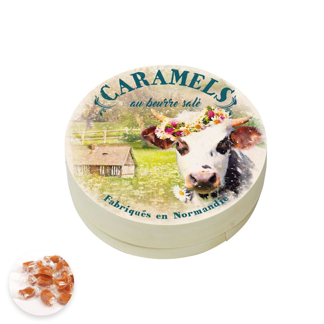 Achat Boîte ronde en bois Normandie vintage caramels au beurre salé fabriqués en Normandie en ligne 1 