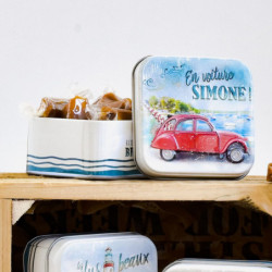 Boîte savon Bretagne vintage voiture simone caramels au beurre salé et à la fleur de sel de Bretagne