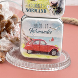 Boîte savon Normandie vintage balade caramels au beurre salé fabriqués en Normandie