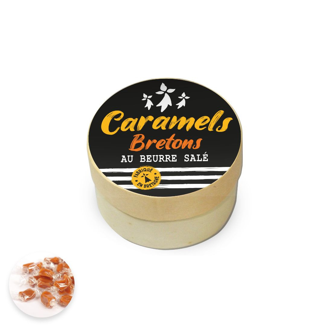 Achat Petite boîte en bois drapeau breton caramels au beurre salé et à la fleur de sel de Bretagne en ligne 1 