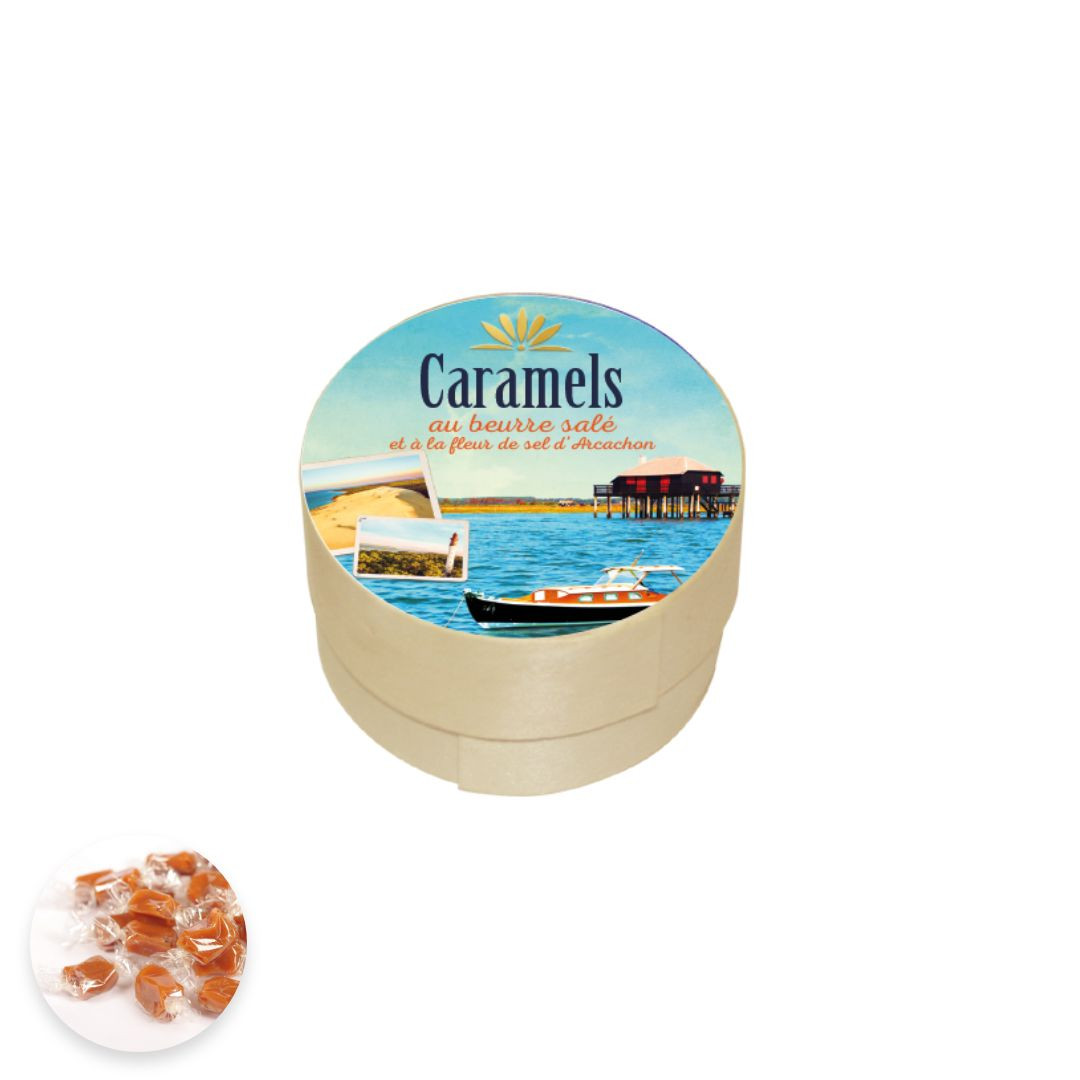 Achat Boîte ronde en bois caramels au sel du bassin d'Arcachon en ligne 1 