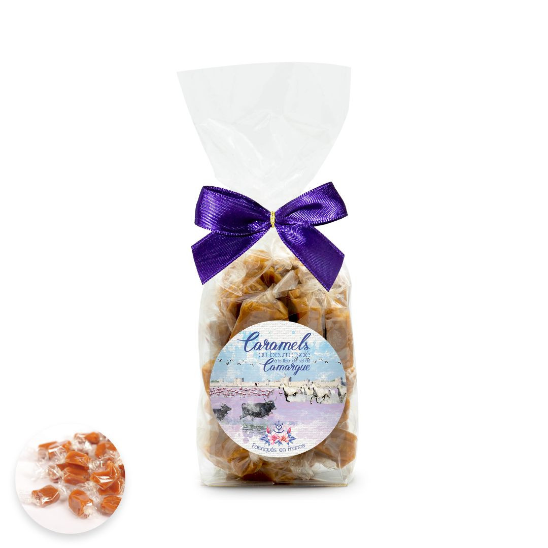 Achat Petit sachet Camargue aquarelle caramels beurre salé et fleur de sel de Camargue en ligne 1 