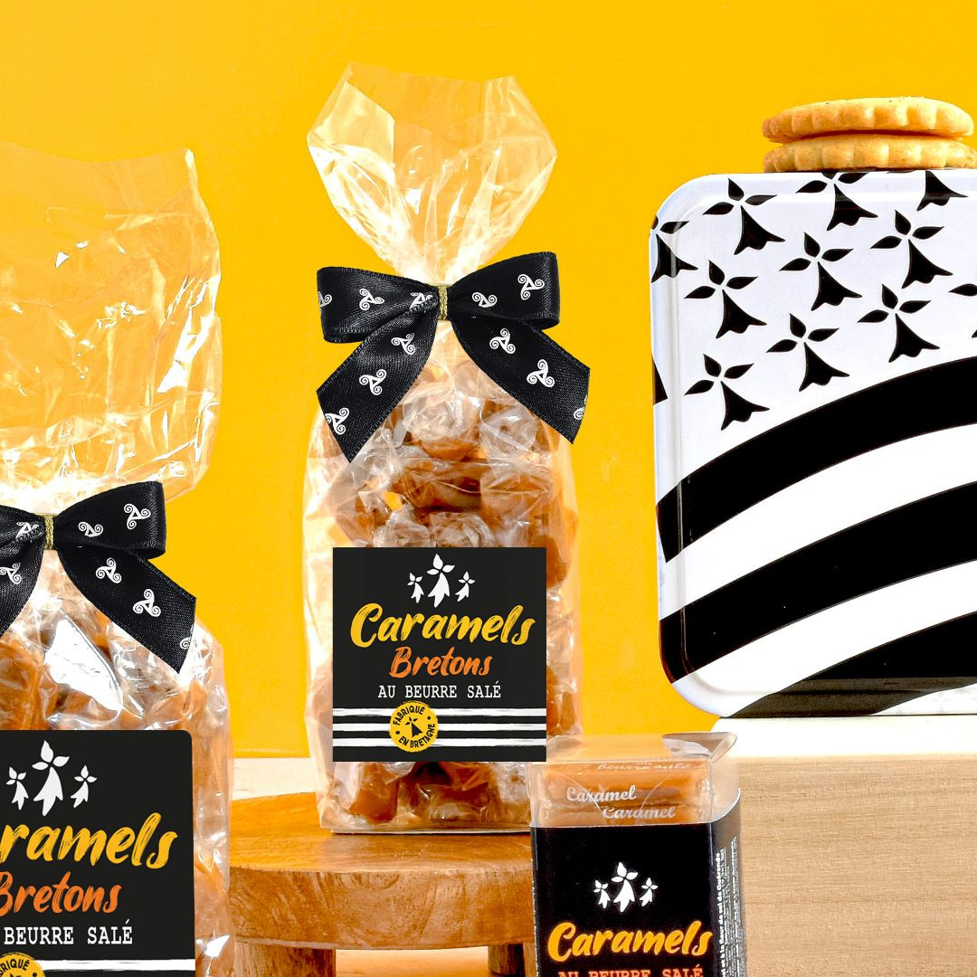 Achat Petit sachet drapeau breton caramels au beurre salé et à la fleur de sel de Bretagne en ligne 1 