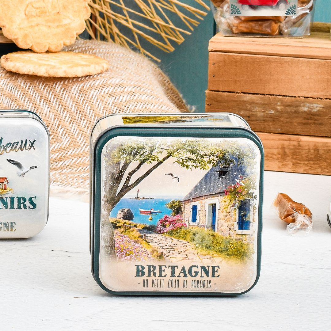 Achat Boîte mini carrée Bretagne vintage caramels au beurre salé et à la fleur de sel de Bretagne en ligne 3 