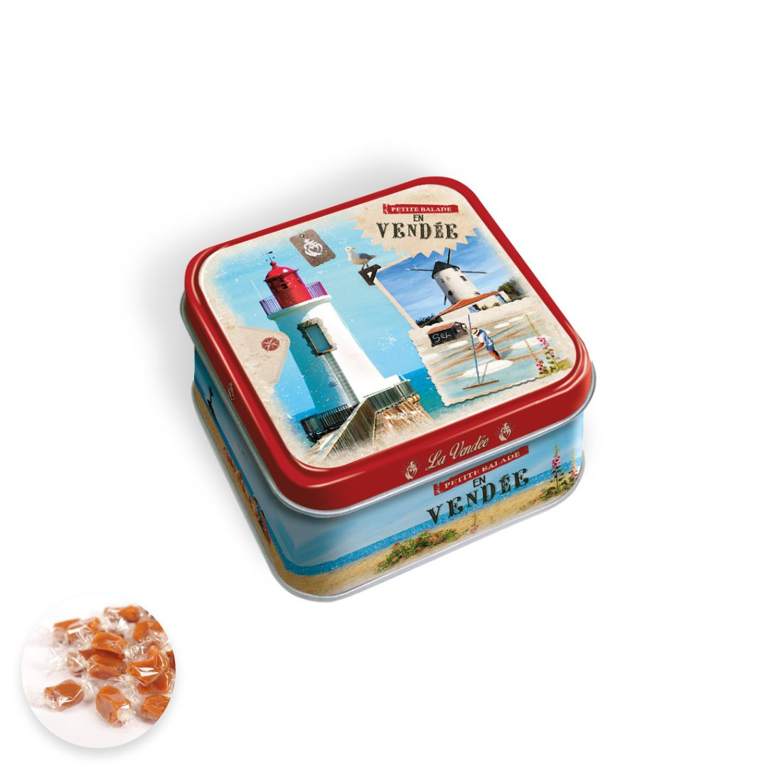 Achat Boîte mini carrée Vendée vintage caramels au beurre salé et à la fleur de sel de Vendée en ligne 1 