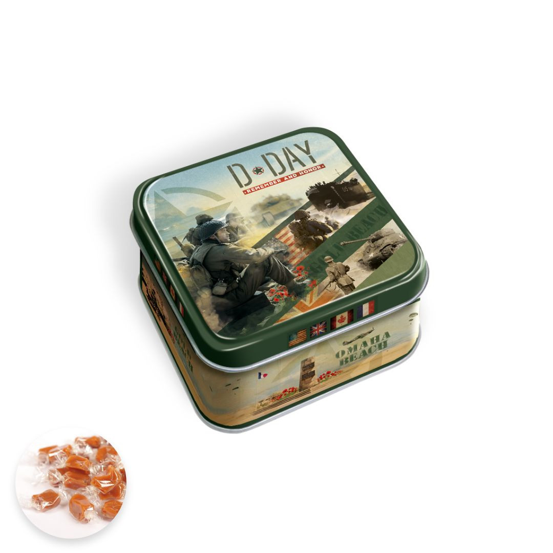 Achat Boîte mini carrée D-DAY remember caramels au beurre salé fabriqués en Normandie en ligne 1 