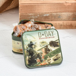 Boîte mini carrée D-DAY remember caramels au beurre salé fabriqués en Normandie