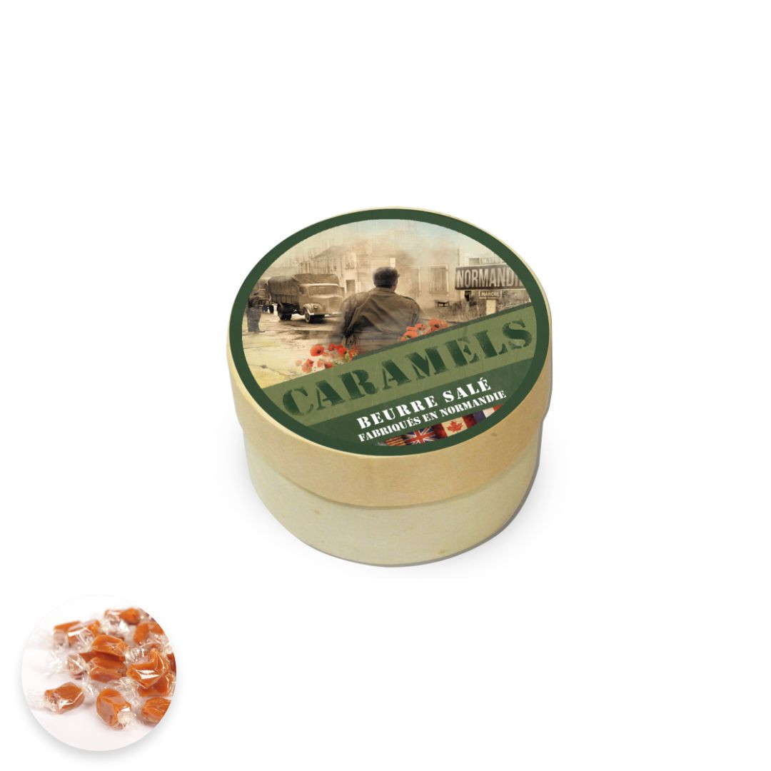 Achat Boîte ronde en bois D-DAY remember caramels au beurre fabriqués en Normandie en ligne 1 