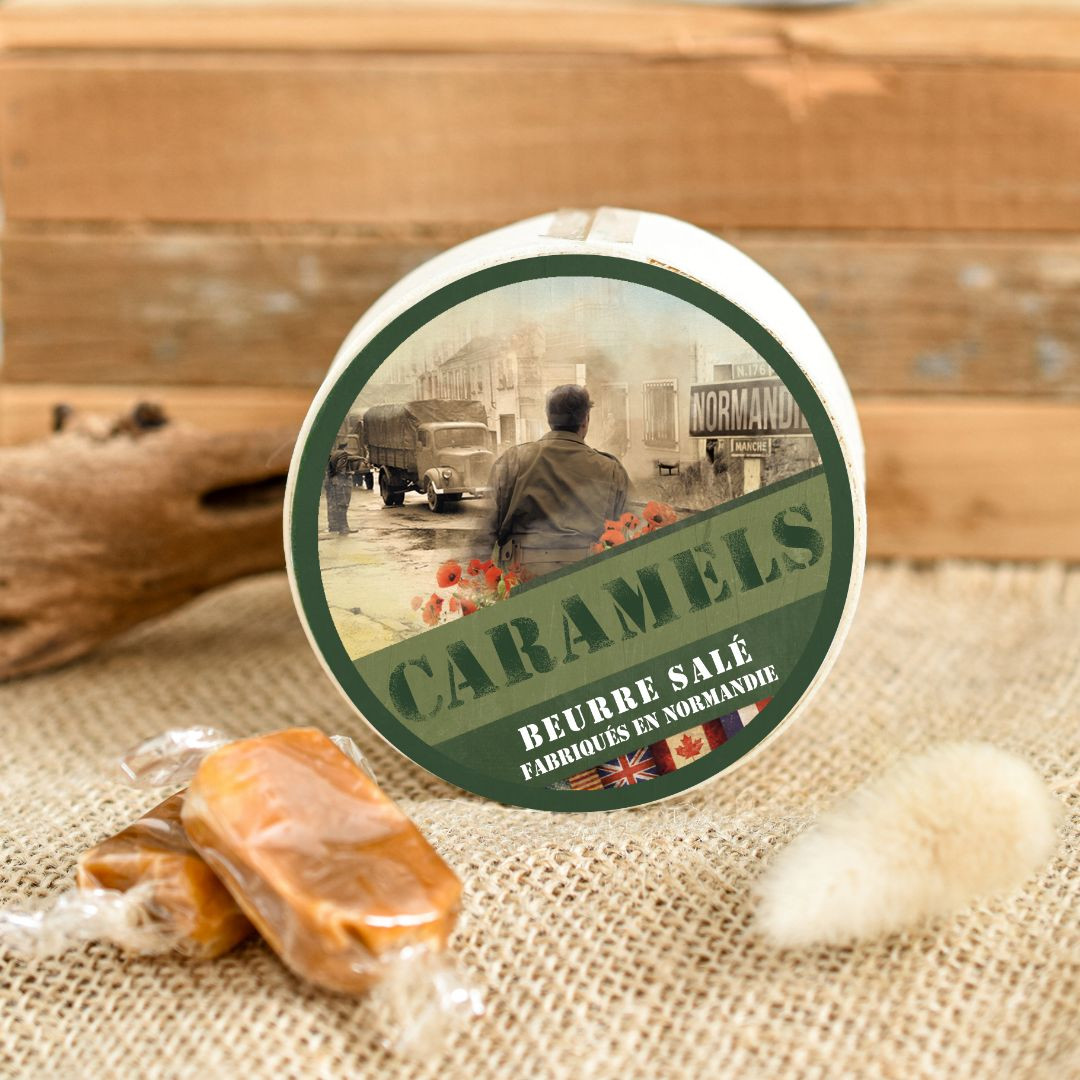 Achat Boîte ronde en bois D-DAY remember caramels au beurre fabriqués en Normandie en ligne 3 