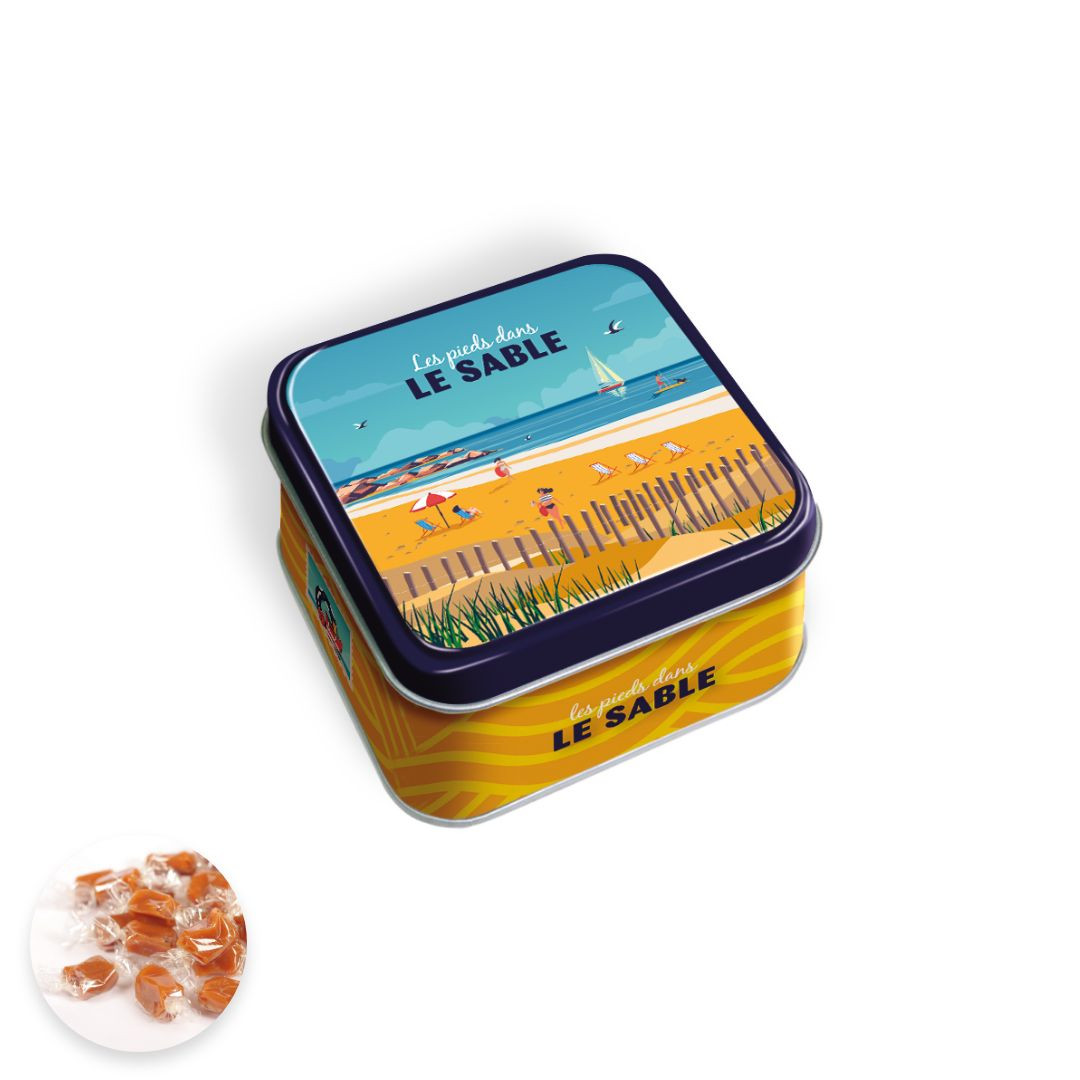 Achat Boîte mini carrée "les pieds dans le sable" caramels au beurre salé en ligne 1 