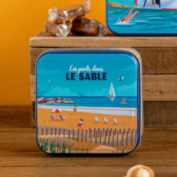 Boîte mini carrée "les pieds dans le sable" caramels au beurre salé